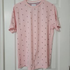 Denim & Flower Ricky Singh Palm Tree TShirt L EUC Pink & Navy